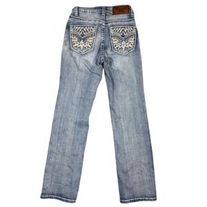 Westfield Eagle Womens Blue Bootcut Jeans Rhinestone Back Pocket Size 3
